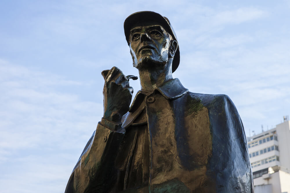 A statue of fictional detective Sherlock Holmes