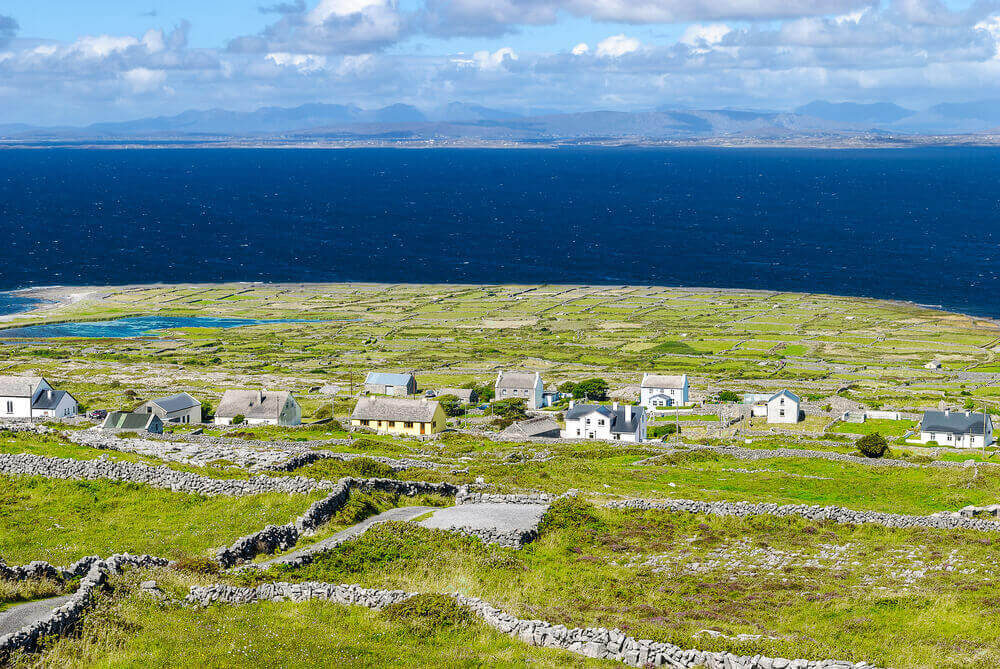 Ballinacregga, typical settlement on Inishmore (Arans Islands), Galway, Ireland. Ireland road trip