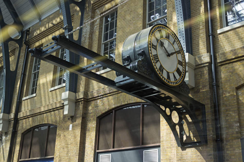 Clock at King Cross station, London