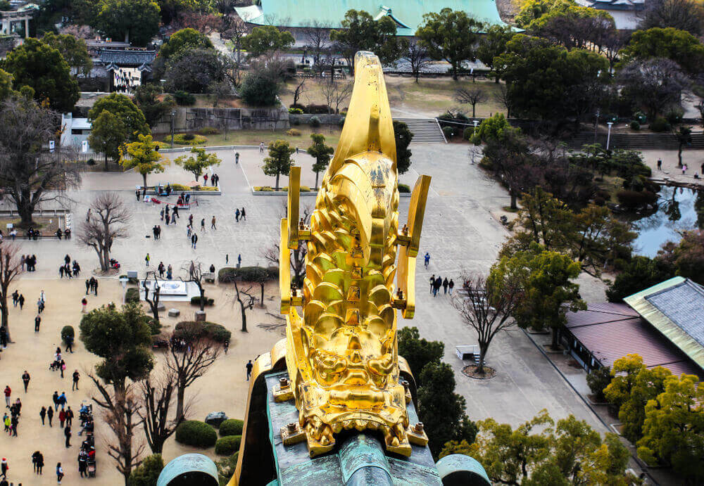 Golden fish at Osaka castle,Golden fish at castle. touring plans