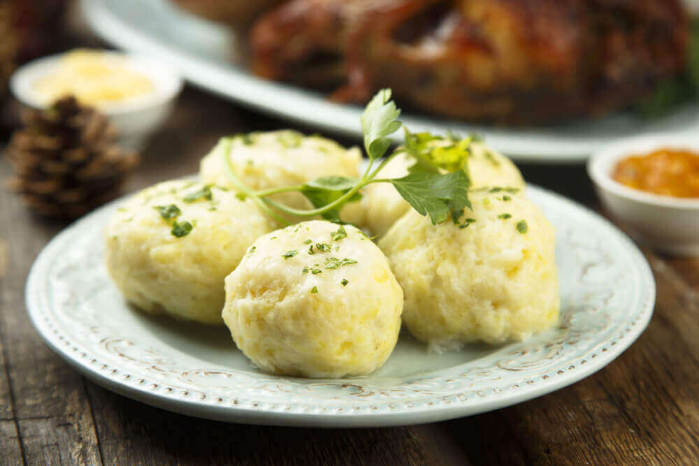 Homemade potato dumplings Knödel - vegetarian holiday