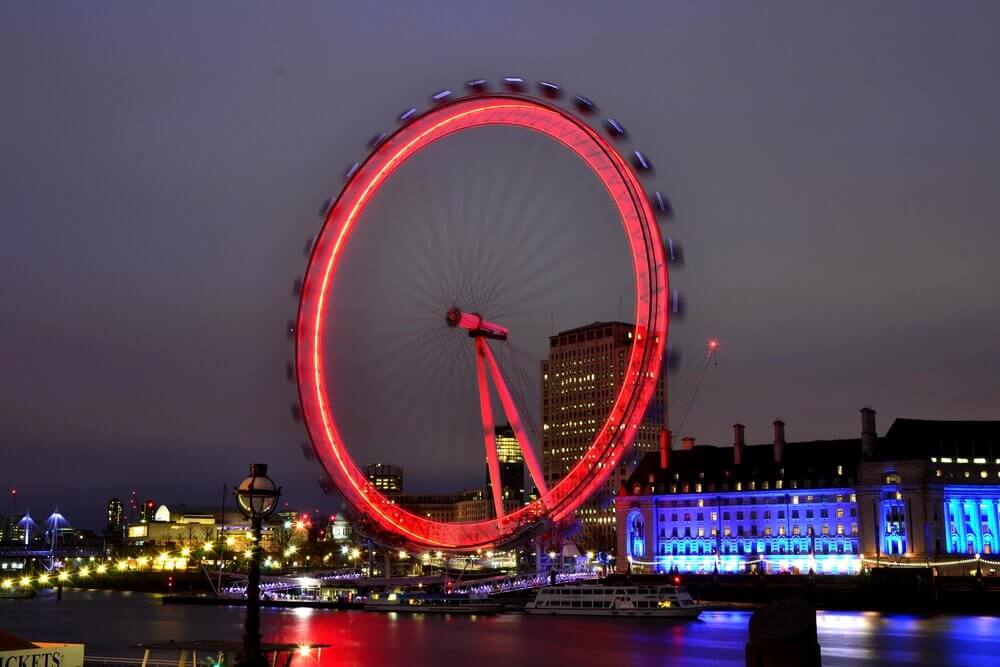 London Eye in night lights 