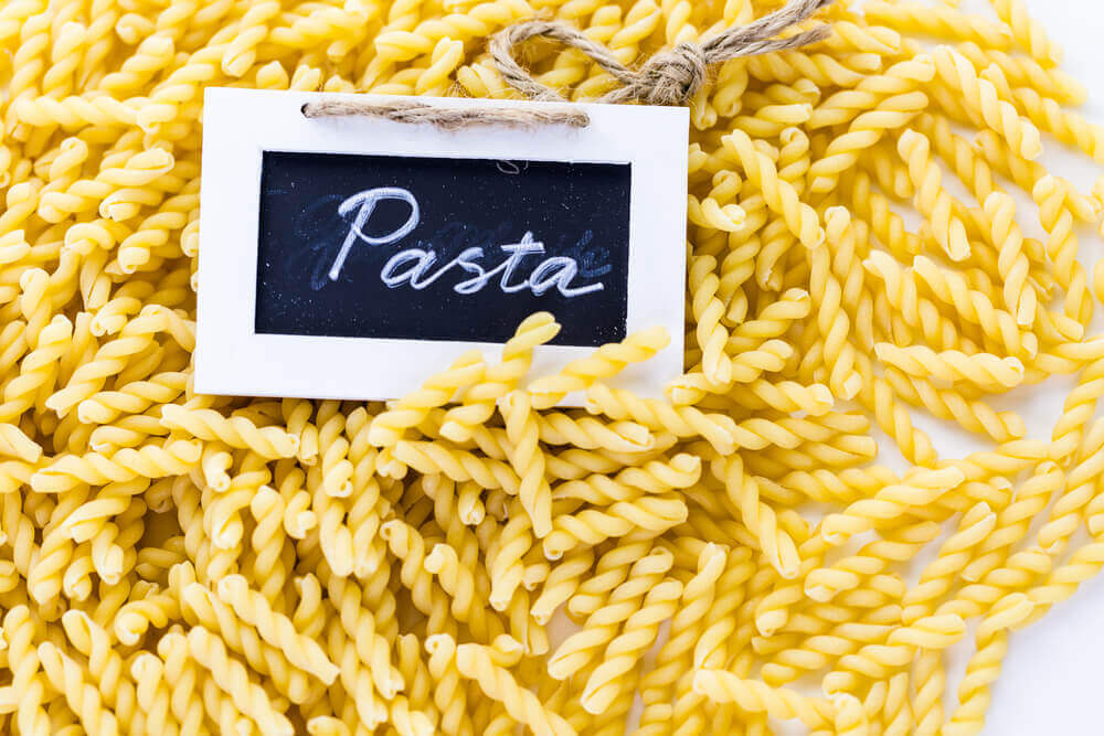 Organic yellow gemelli pasta. attractions in Italy