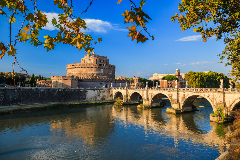 Saint Angelo castle and bridge over the Tiber river. Rome. attractions in Italy