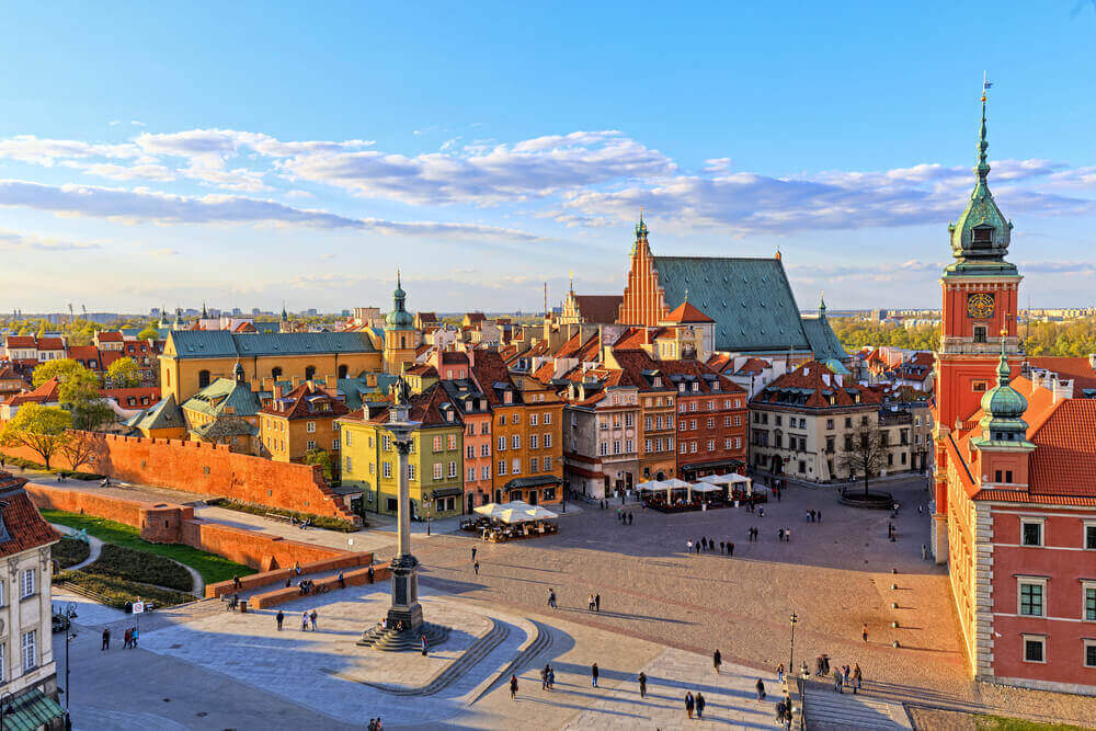 Top view of the old city in Warsaw. HDR - high dynamic range. European trip.