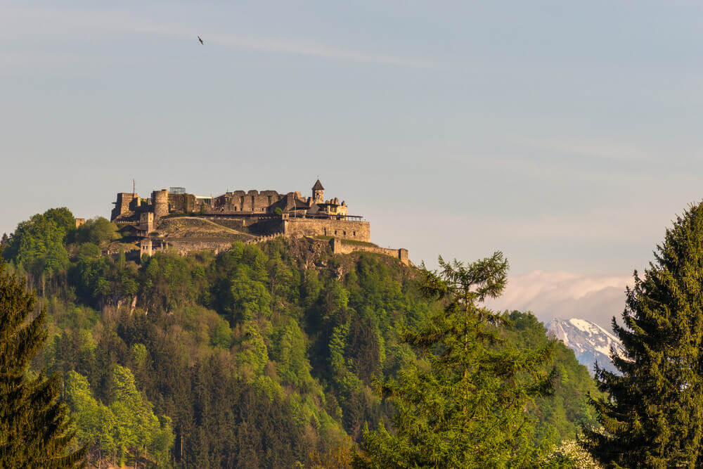 plan your trip. View of the old medieval castle of Landskron in VillachAustria