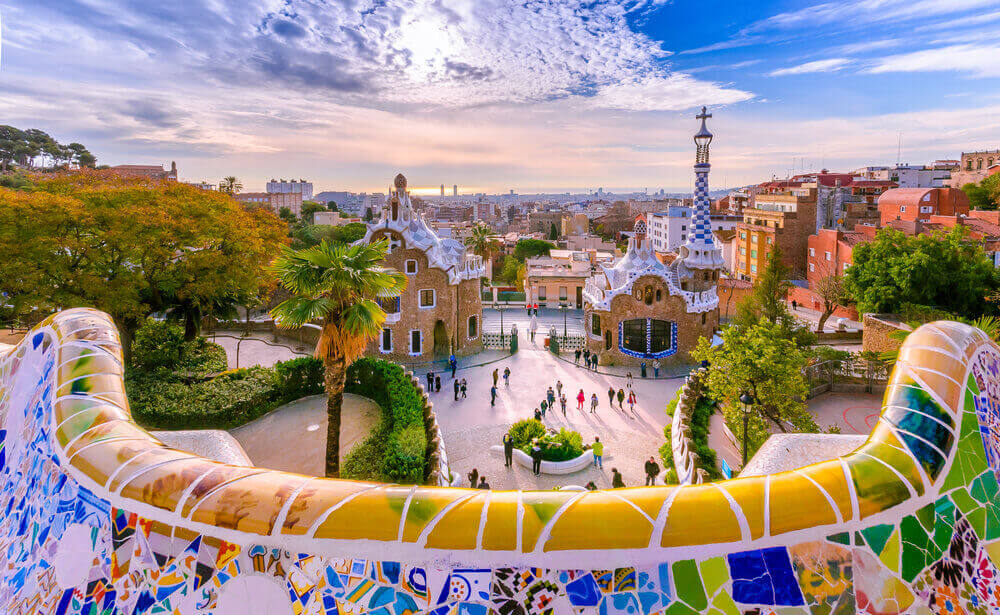 View of the city from Park Guell in Barcelona. planning a trip to Spain