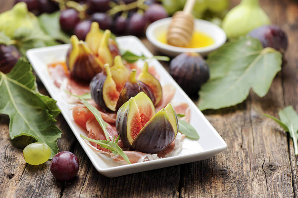 Parma ham with fresh figs in Parma, Italy