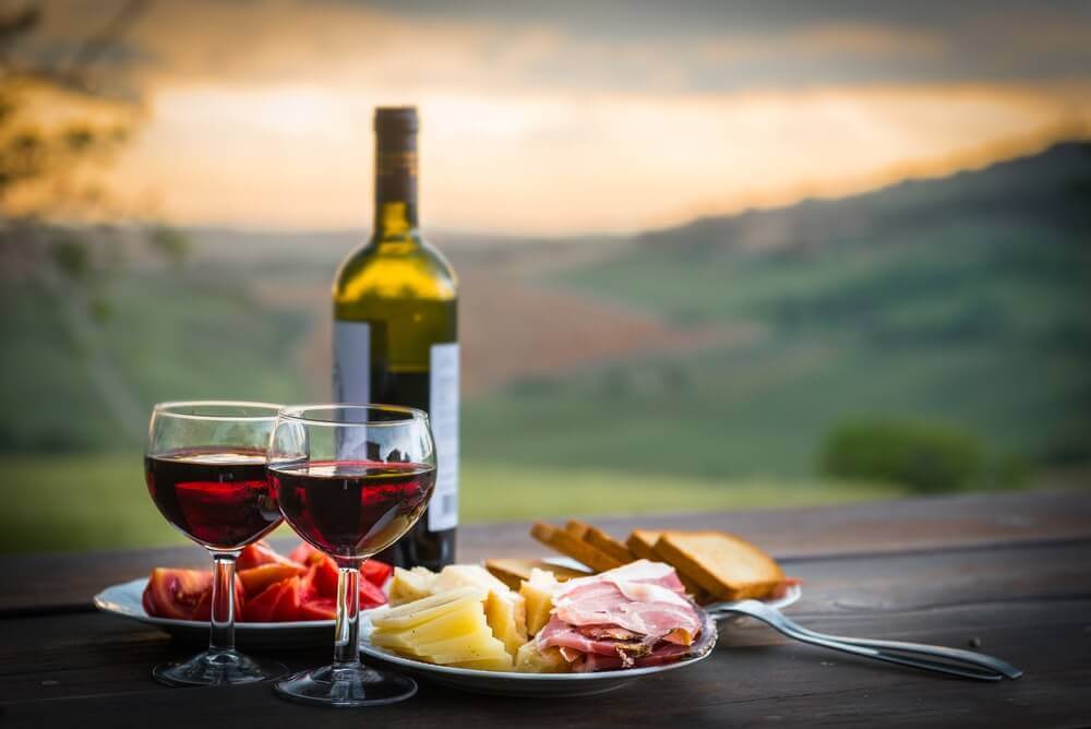Eating great food and drinking good wine on your honeymoon