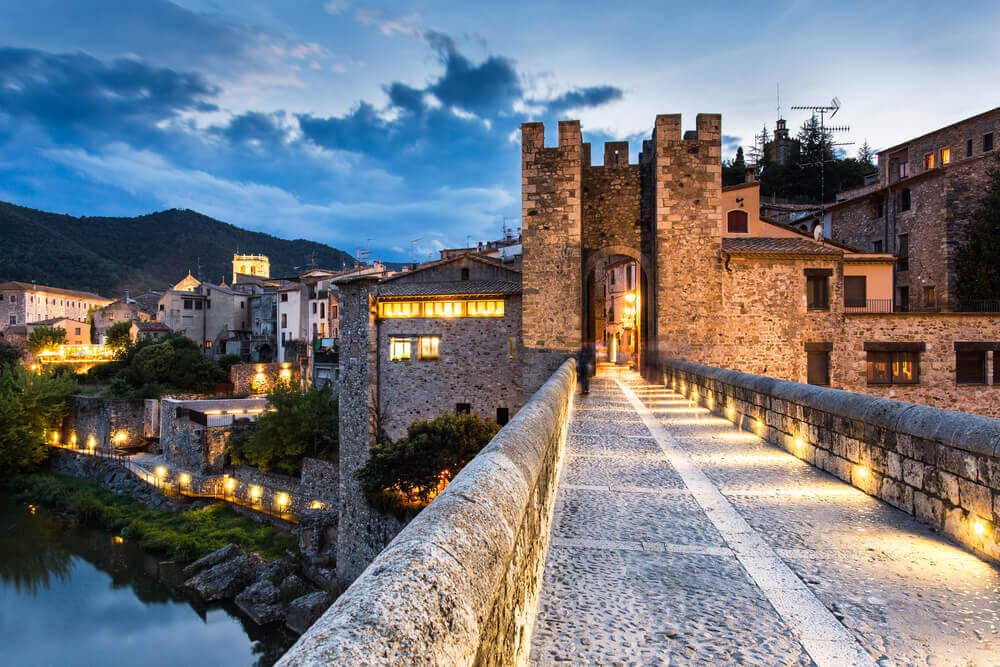 View of the medieval town of Besalu, Girona, Spain