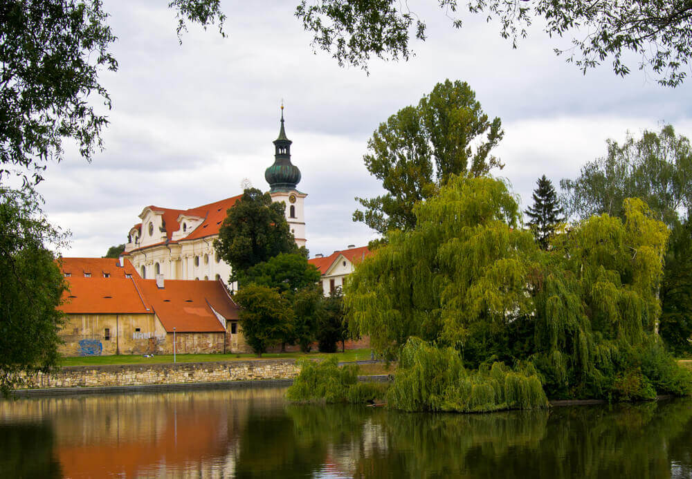 Europe road trip. view of the old monastery Brevnov in Prague